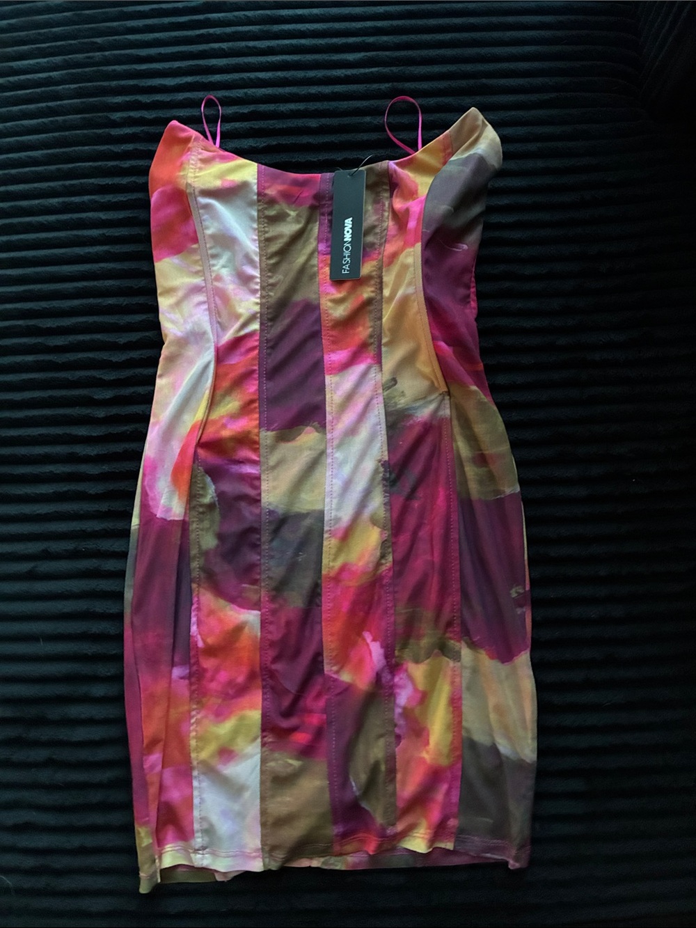 Fashion Nova Pink Multi-Color Strappy Bodycon Mini Dress